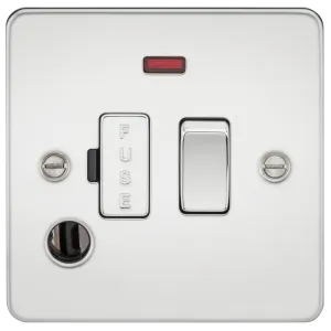 Knightsbridge FP6300FPC Flat Plate 13A Switched Fused Spur Unit   Neon   Flex Outlet - Polished Chrome