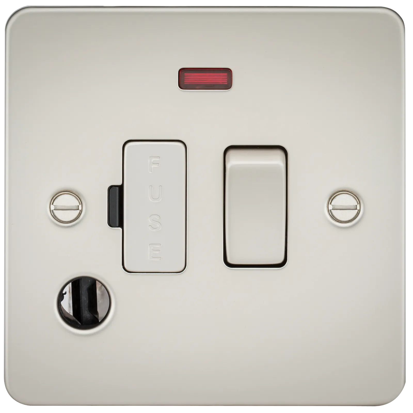 Knightsbridge FP6300FPL Flat Plate 13A Switched Fused Spur Unit   Neon   Flex Outlet - Pearl