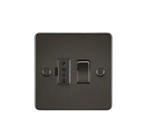 Knightsbridge FP6300GM Flat Plate 13A Switched Fused Spur Unit - Gunmetal