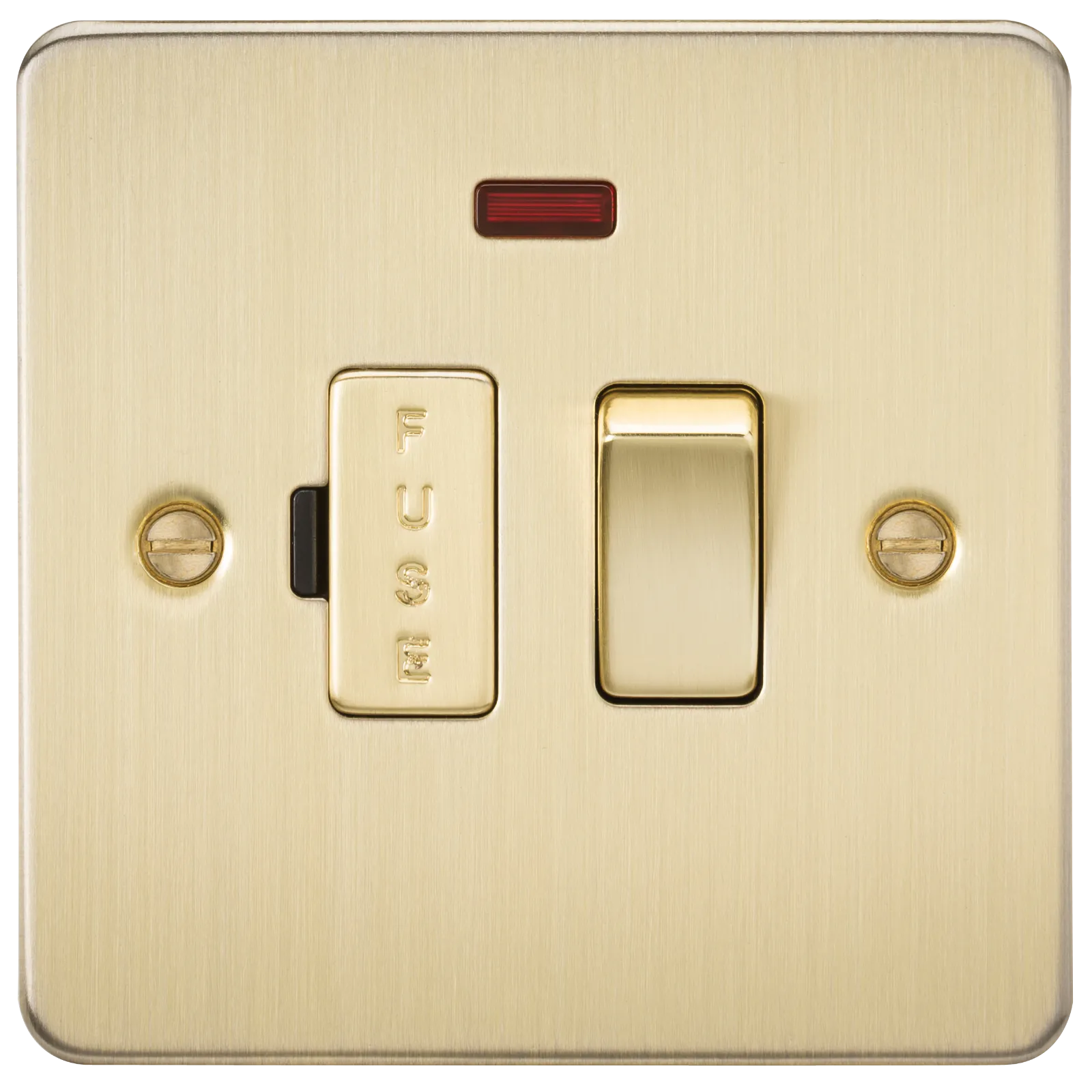 Knightsbridge FP6300NBB Flat Plate 13A Switched Fused Spur Unit   Neon - Brushed Brass