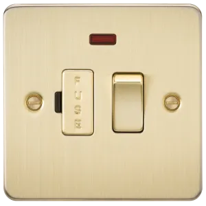 Knightsbridge FP6300NBB Flat Plate 13A Switched Fused Spur Unit   Neon - Brushed Brass