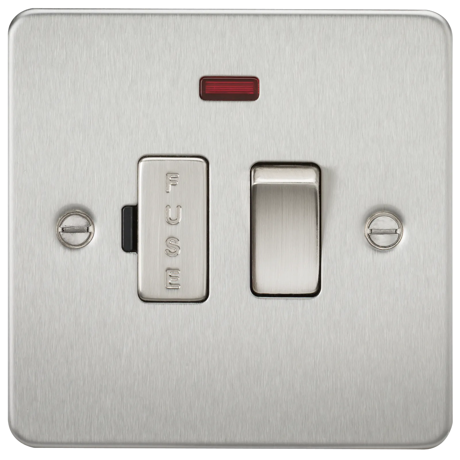 Knightsbridge FP6300NBC Flat Plate 13A Switched Fused Spur Unit   Neon - Brushed Chrome