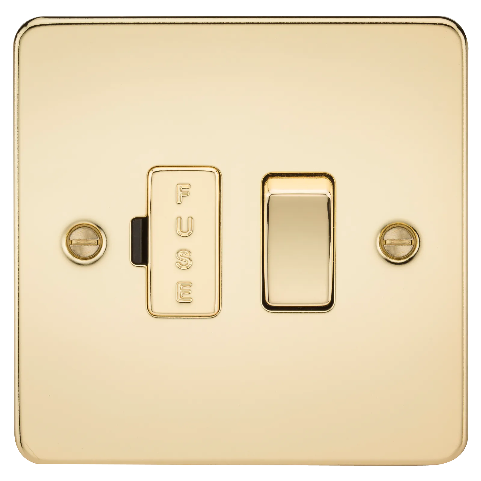 Knightsbridge FP6300PB Flat Plate 13A Switched Fused Spur Unit - Polished Brass