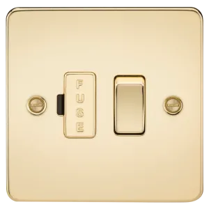 Knightsbridge FP6300PB Flat Plate 13A Switched Fused Spur Unit - Polished Brass