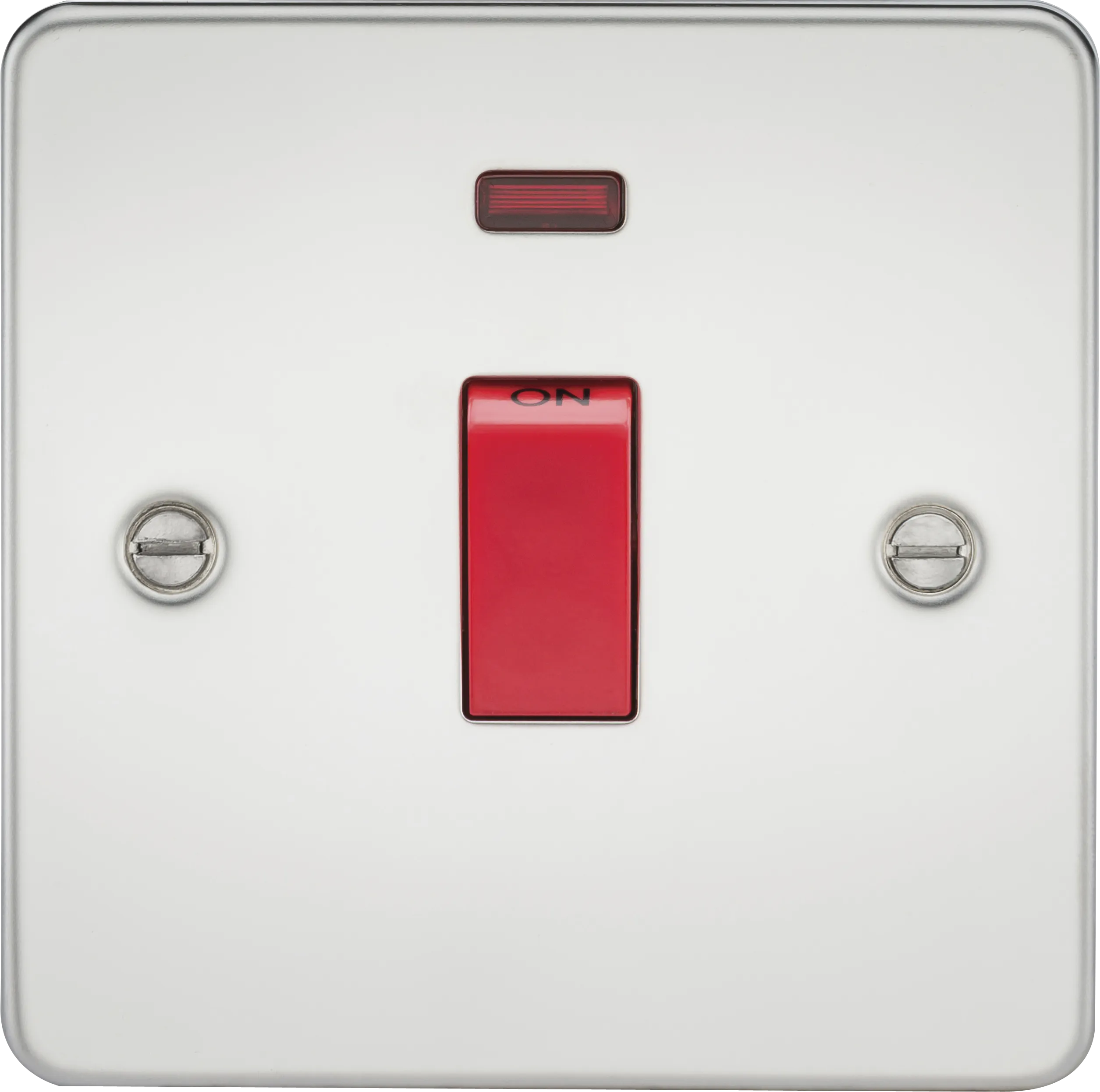 Knightsbridge FP8331NPC Flat Plate 45A 1G DP Switch   Neon - Polished Chrome