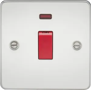 Knightsbridge FP8331NPC Flat Plate 45A 1G DP Switch   Neon - Polished Chrome