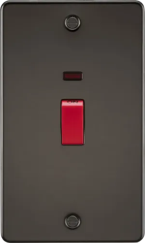Knightsbridge FP8332NGM Flat Plate 45A 2G DP Switch   Neon - Gunmetal