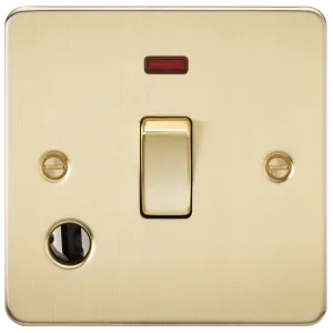Knightsbridge FP8341FBB Flat Plate 20A 1G DP Switch   Neon & Flex Outlet - Brushed Brass