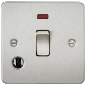 Knightsbridge FP8341FBC Flat Plate 20A 1G DP Switch   Neon & Flex Outlet - Brushed Chrome