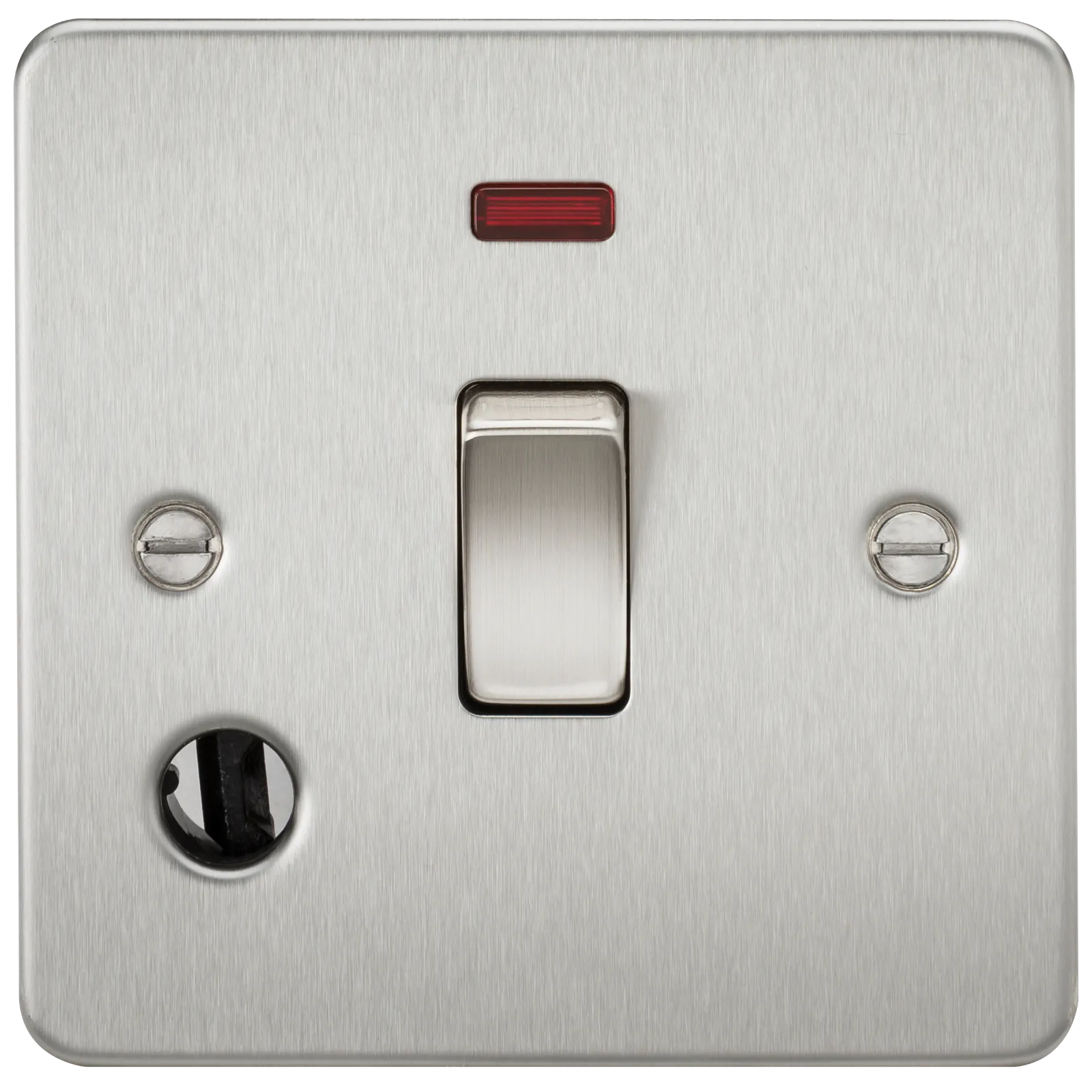 Knightsbridge FP8341FBC Flat Plate 20A 1G DP Switch   Neon & Flex Outlet - Brushed Chrome