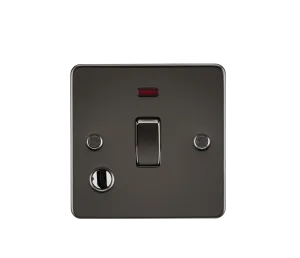 Knightsbridge FP8341FGM Flat Plate 20A 1G DP Switch   Neon & Flex Outlet - Gunmetal