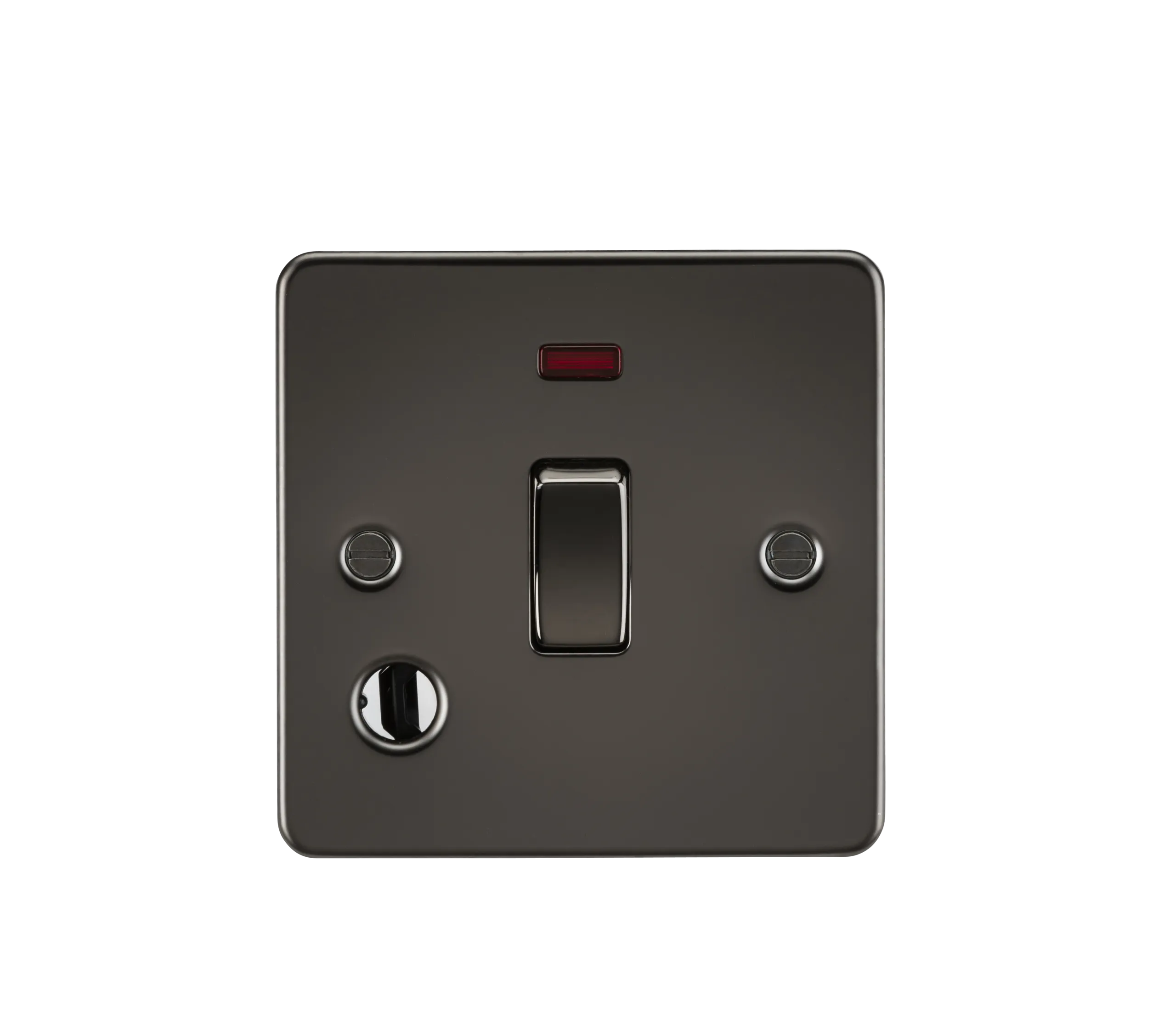 Knightsbridge FP8341FGM Flat Plate 20A 1G DP Switch   Neon & Flex Outlet - Gunmetal