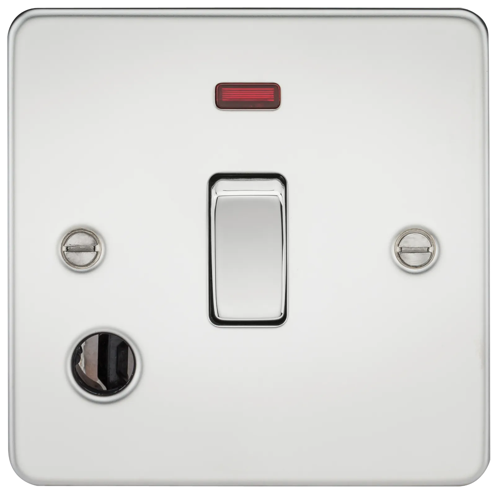 Knightsbridge FP8341FPC Flat Plate 20A 1G DP Switch   Neon & Flex Outlet - Polished Chrome