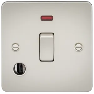 Knightsbridge FP8341FPL Flat Plate 20A 1G DP Switch   Neon & Flex Outlet - Pearl