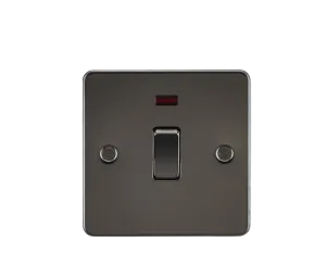 Knightsbridge FP8341NGM Flat Plate 20A 1G DP Switch   Neon - Gunmetal