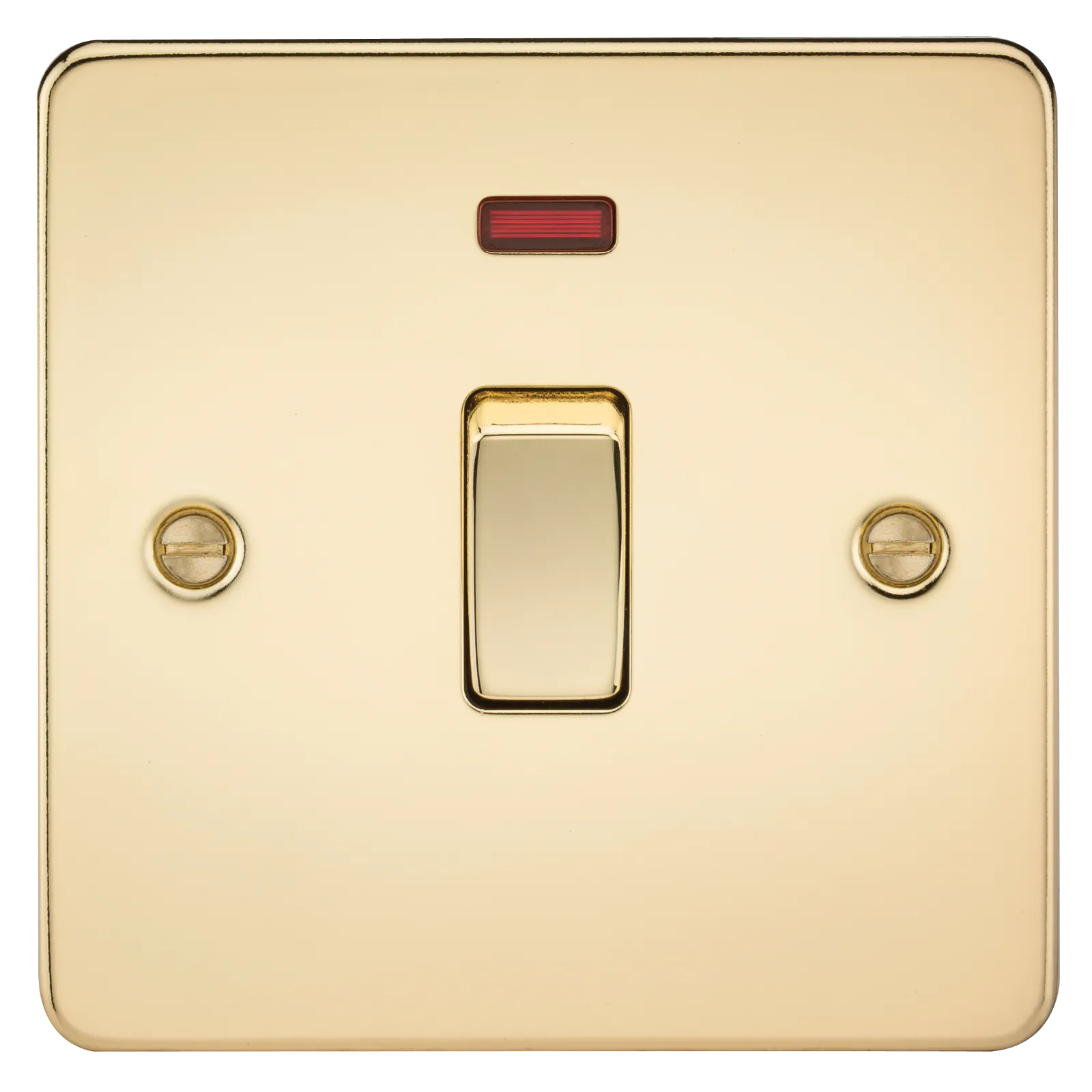 Knightsbridge FP8341NPB Flat Plate 20A 1G DP Switch   Neon - Polished Brass