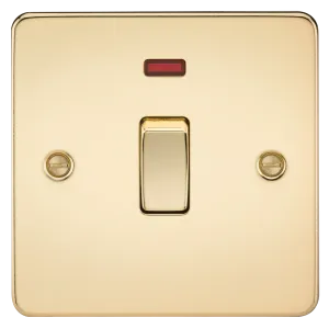 Knightsbridge FP8341NPB Flat Plate 20A 1G DP Switch   Neon - Polished Brass