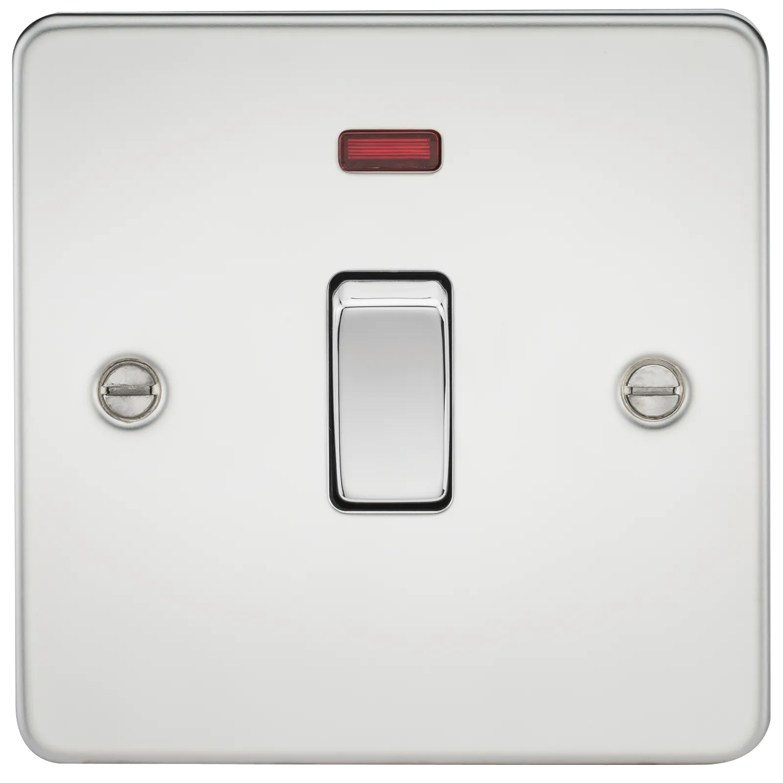 Knightsbridge FP8341NPC Flat Plate 20A 1G DP Switch   Neon - Polished Chrome
