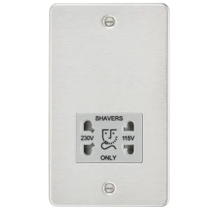 Knightsbridge FP8900BCG Flat Plate 115/230V Dual Voltage Shaver - Brushed Chrome   Grey Insert
