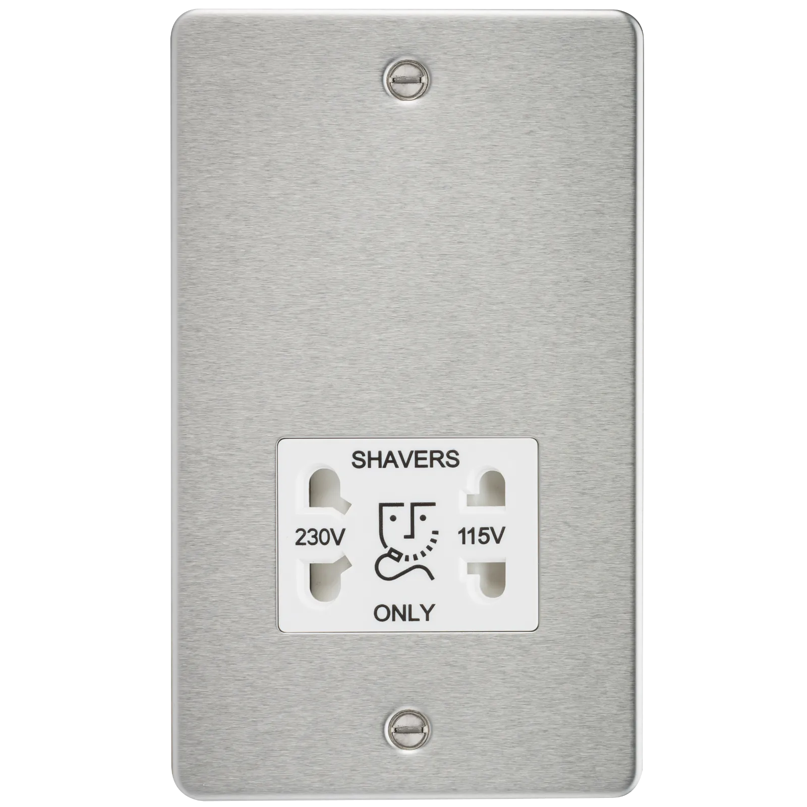 Knightsbridge FP8900BCW Flat Plate 115/230V Dual Voltage Shaver - Brushed Chrome   White Insert