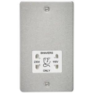 Knightsbridge FP8900BCW Flat Plate 115/230V Dual Voltage Shaver - Brushed Chrome   White Insert