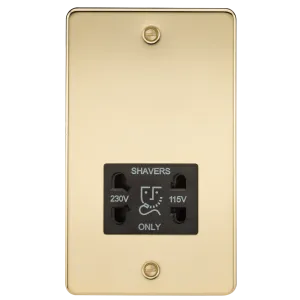 Knightsbridge FP8900PB Flat Plate 115/230V Dual Voltage Shaver - Polished Brass   Black Insert