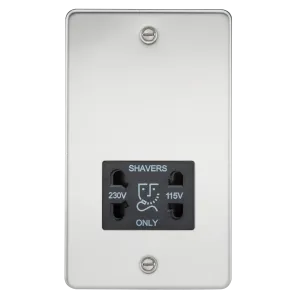 Knightsbridge FP8900PC Flat Plate 115/230V Dual Voltage Shaver - Polished Chrome   Black Insert
