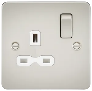 Knightsbridge FPR7000PLW Flat Plate 13A 1G DP Switch Socket - Pearl   White Insert