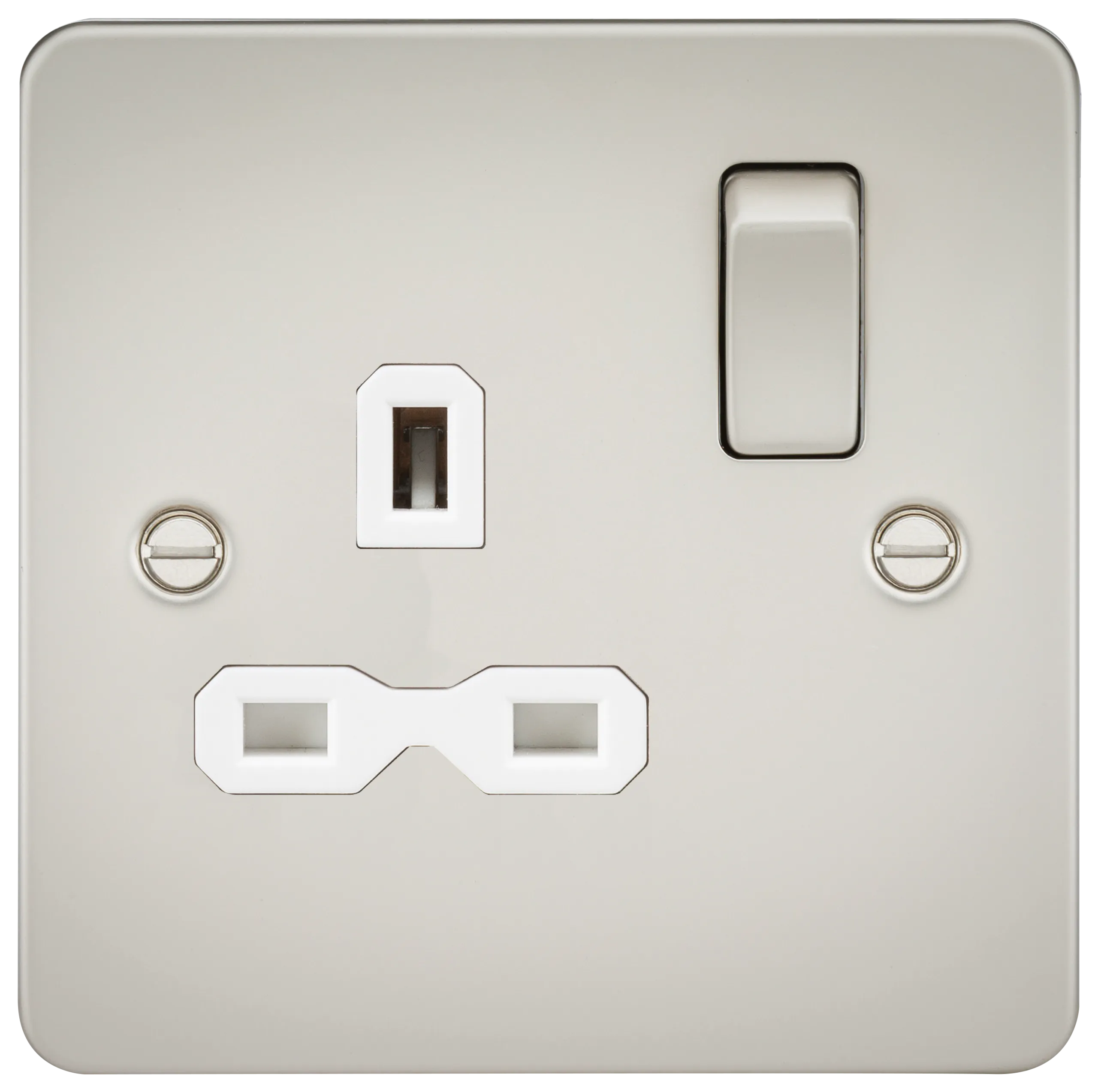 Knightsbridge FPR7000PLW Flat Plate 13A 1G DP Switch Socket - Pearl   White Insert