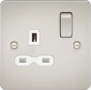 Knightsbridge FPR7000PLWx10 Flat Plate 13A 1G DP Switch Socket - Pearl   White Insert (10 Pack)