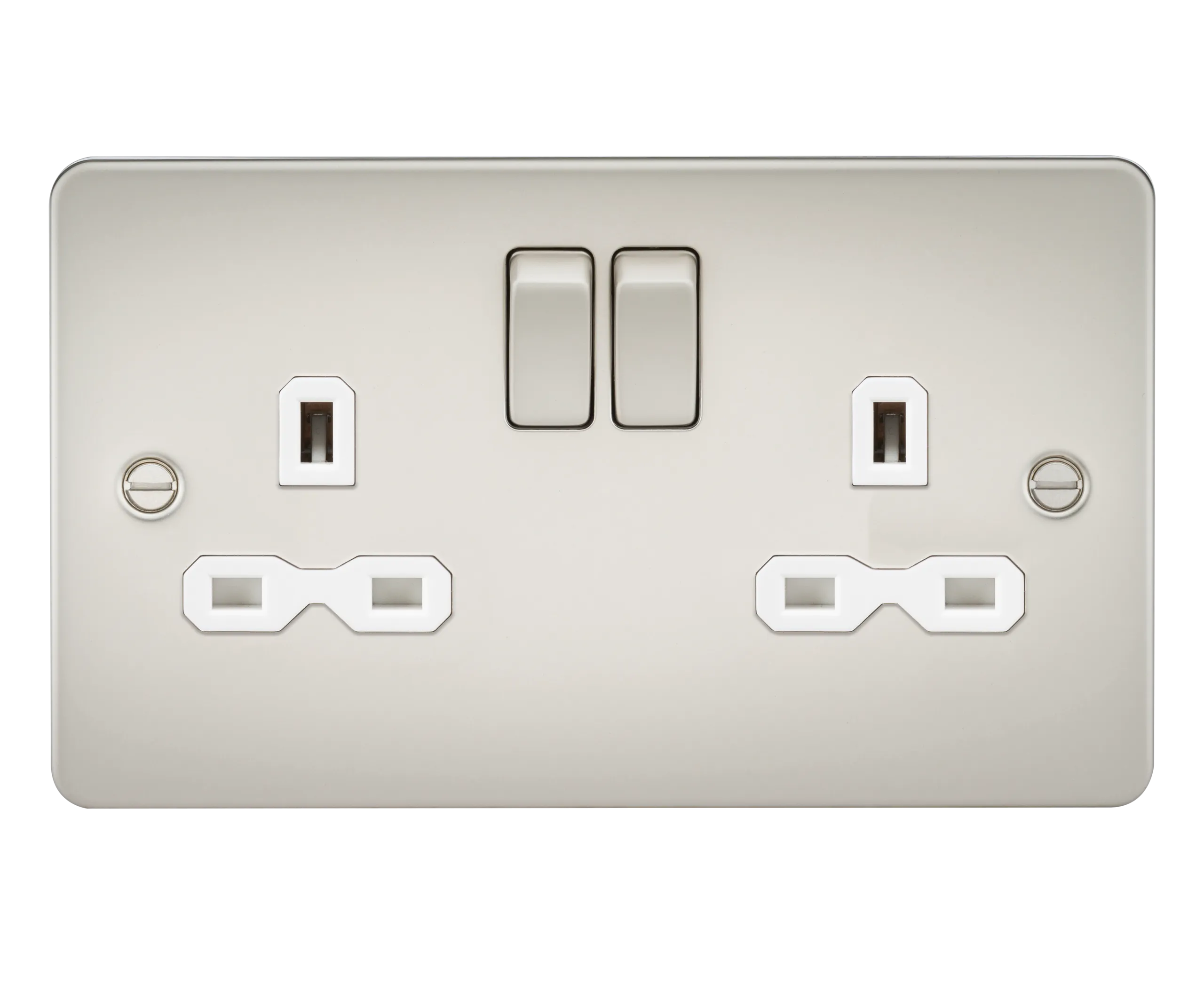 Knightsbridge FPR9000PLW Flat Plate 13A 2G DP Switch Socket - Pearl   White Insert