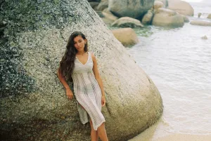Knit beach dress slit