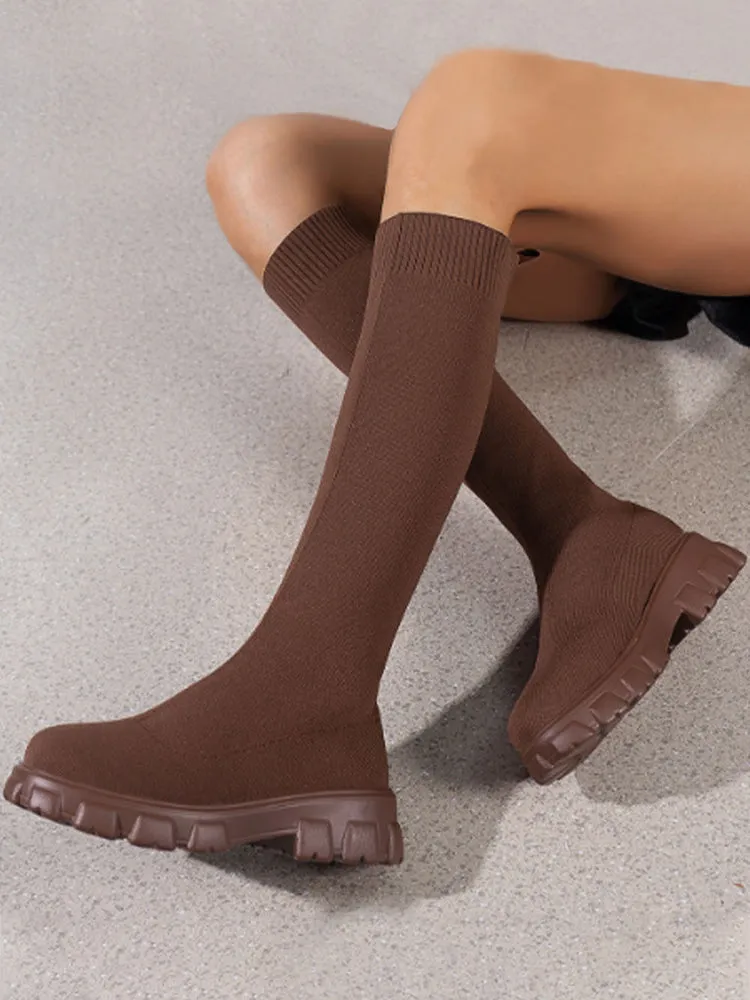 Knitted Flat Heel Sock Boots