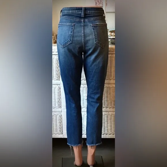 L'agence cotton blend destructed crop jeans high waisted skinny leg size 27