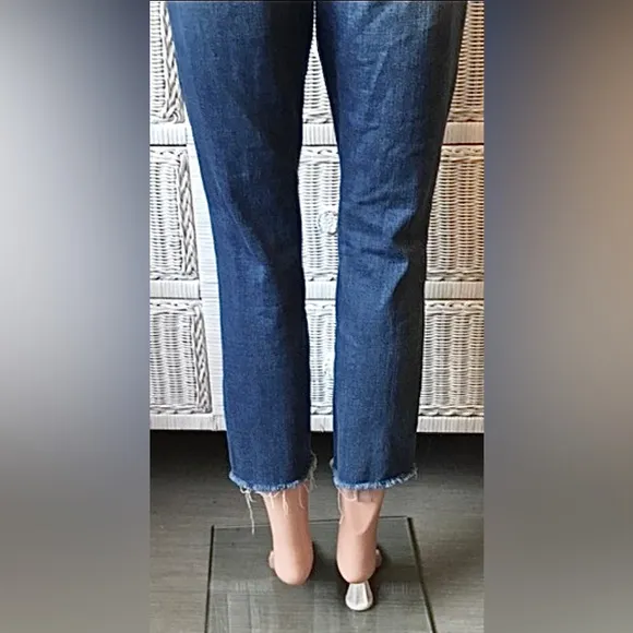 L'agence cotton blend destructed crop jeans high waisted skinny leg size 27