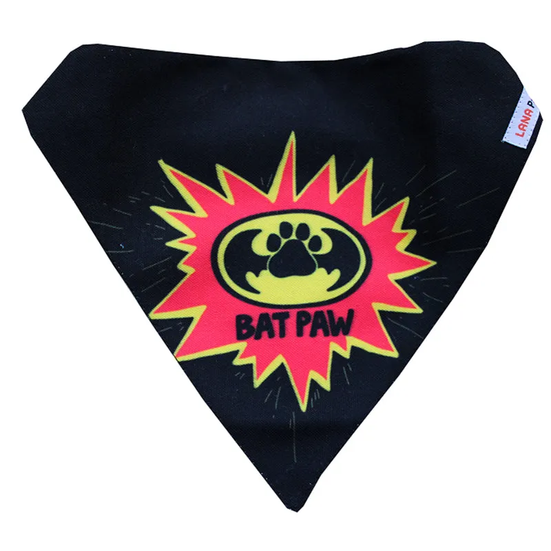 Lana Paws BatPaw Superhero Adjustable Dog Bandana/Scarf, Black