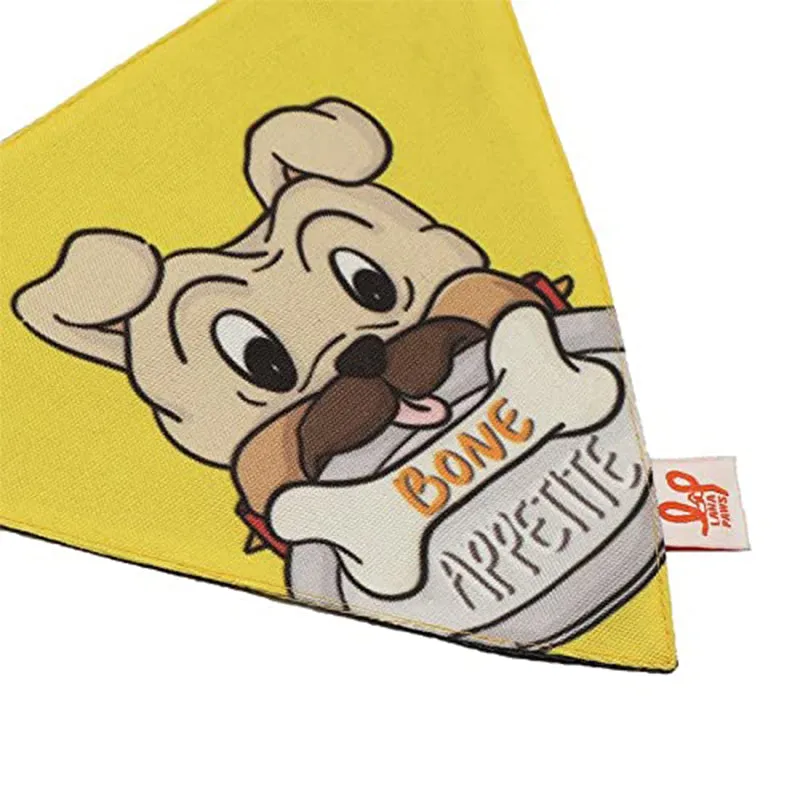 Lana Paws Bone-Appetite Adjustable Dog Bandana/Scarf, Yellow
