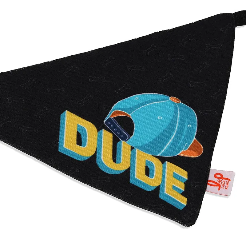 Lana Paws Dude Adjustable Dog Bandana/Scarf, Black and Yellow