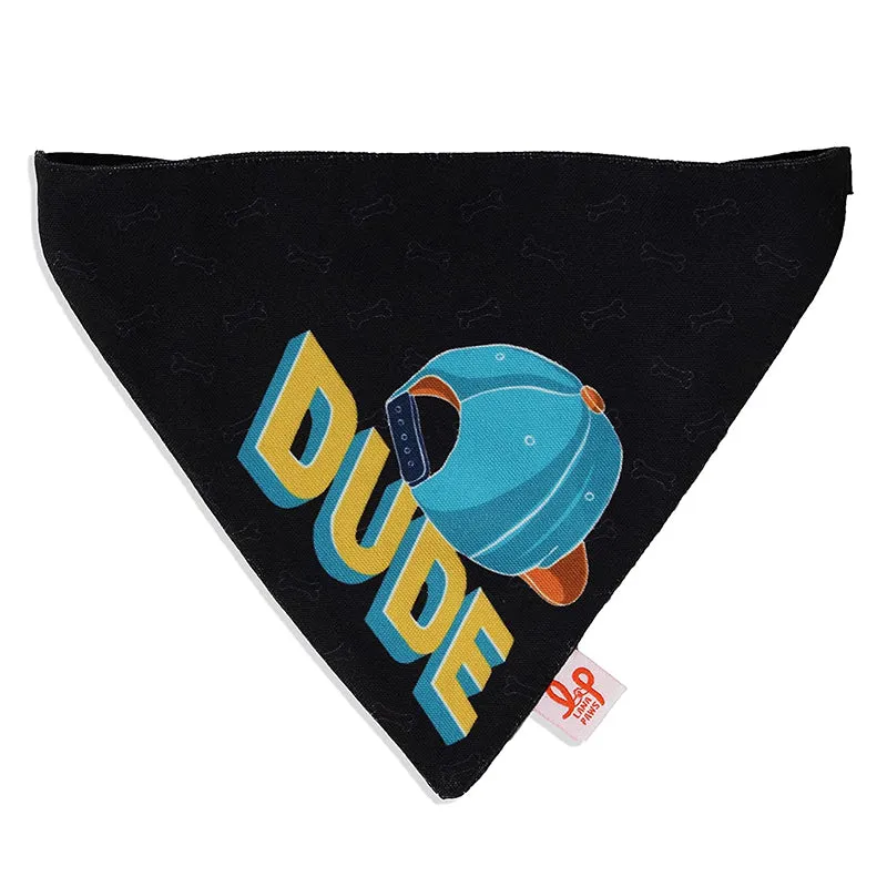 Lana Paws Dude Adjustable Dog Bandana/Scarf, Black and Yellow