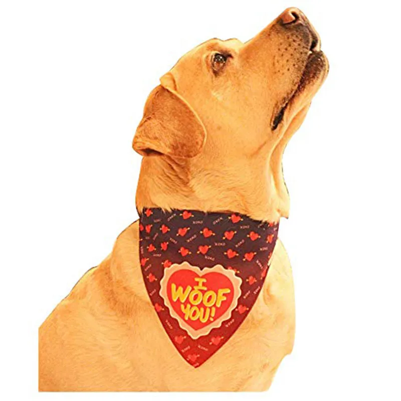 Lana Paws I Woof You Adjustable Dog Bandana/Scarf, Black and Red