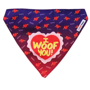 Lana Paws I Woof You Adjustable Dog Bandana/Scarf, Black and Red