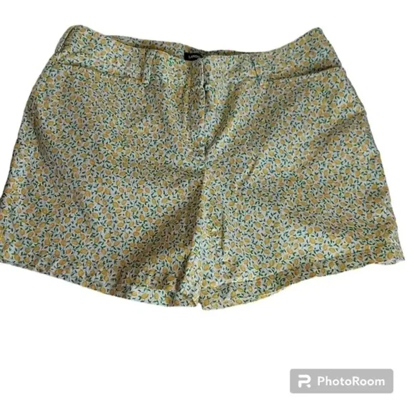 Lands End Lemon Print‎ Mid Rise Shorts