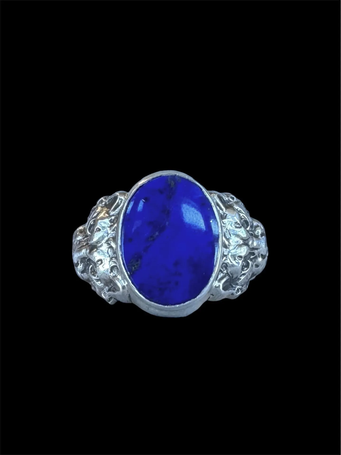 Lapis Lazuli Lion Signet Ring in Sterling Silver