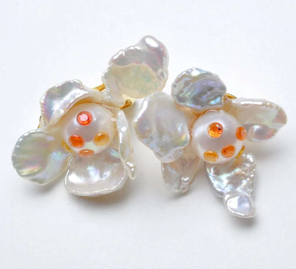Large Flower Earrings with Sapphire Constellations