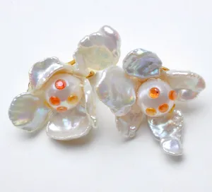 Large Flower Earrings with Sapphire Constellations