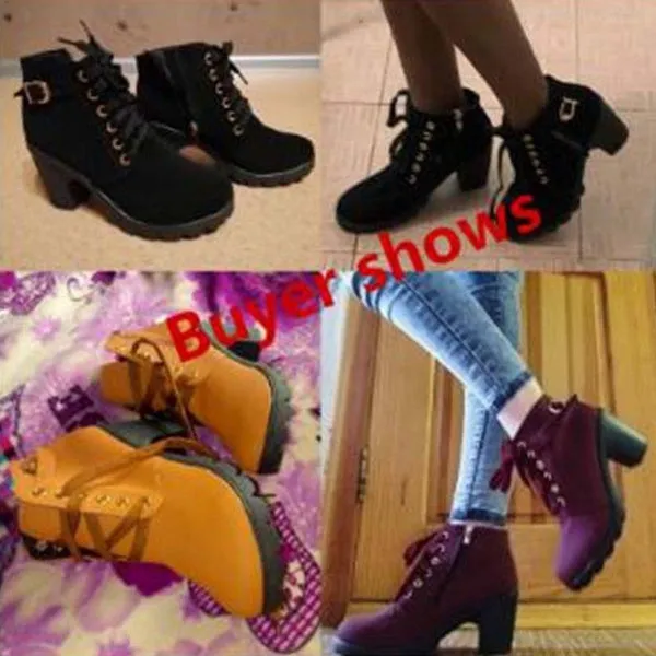 Large Size Ladies Shoes Thick Heel Short Boots Botas De Mujer Ladies Boots Shoes