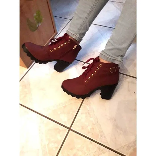 Large Size Ladies Shoes Thick Heel Short Boots Botas De Mujer Ladies Boots Shoes