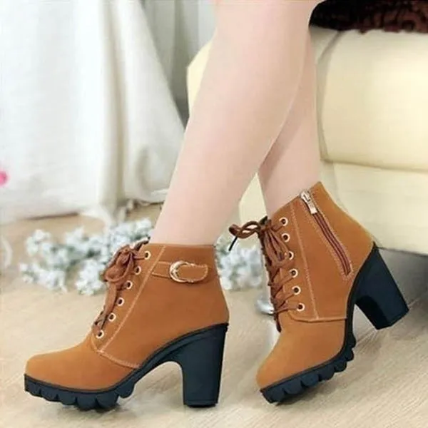 Large Size Ladies Shoes Thick Heel Short Boots Botas De Mujer Ladies Boots Shoes