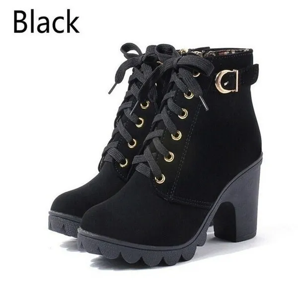 Large Size Ladies Shoes Thick Heel Short Boots Botas De Mujer Ladies Boots Shoes