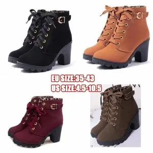 Large Size Ladies Shoes Thick Heel Short Boots Botas De Mujer Ladies Boots Shoes